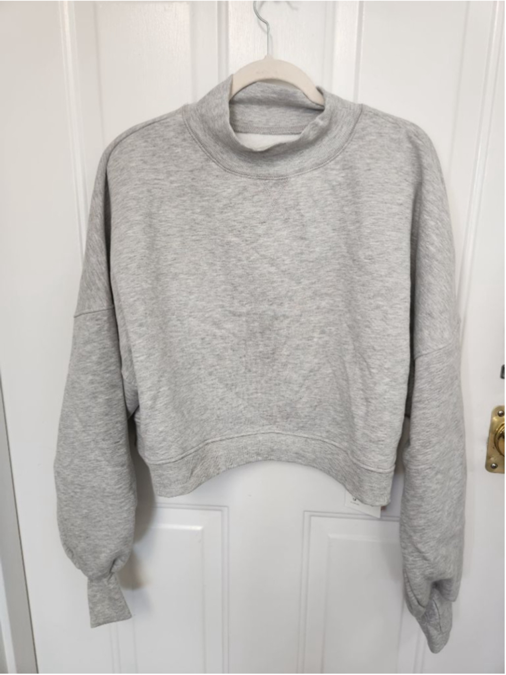 Blogilates Heather Gray Marshmallow Mock neck Sweatshirt L
